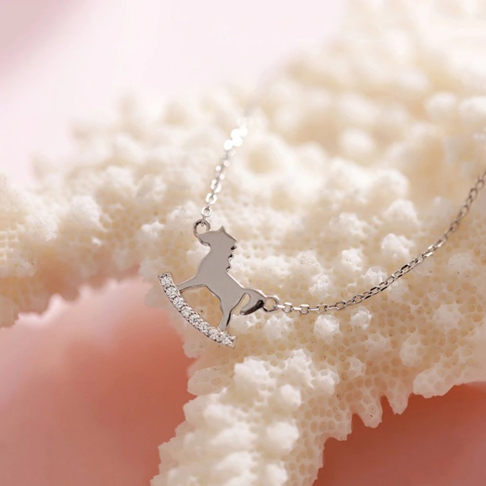 NEW 925 Sterling Silver Diamond Horse Necklace - Picture 12 of 14